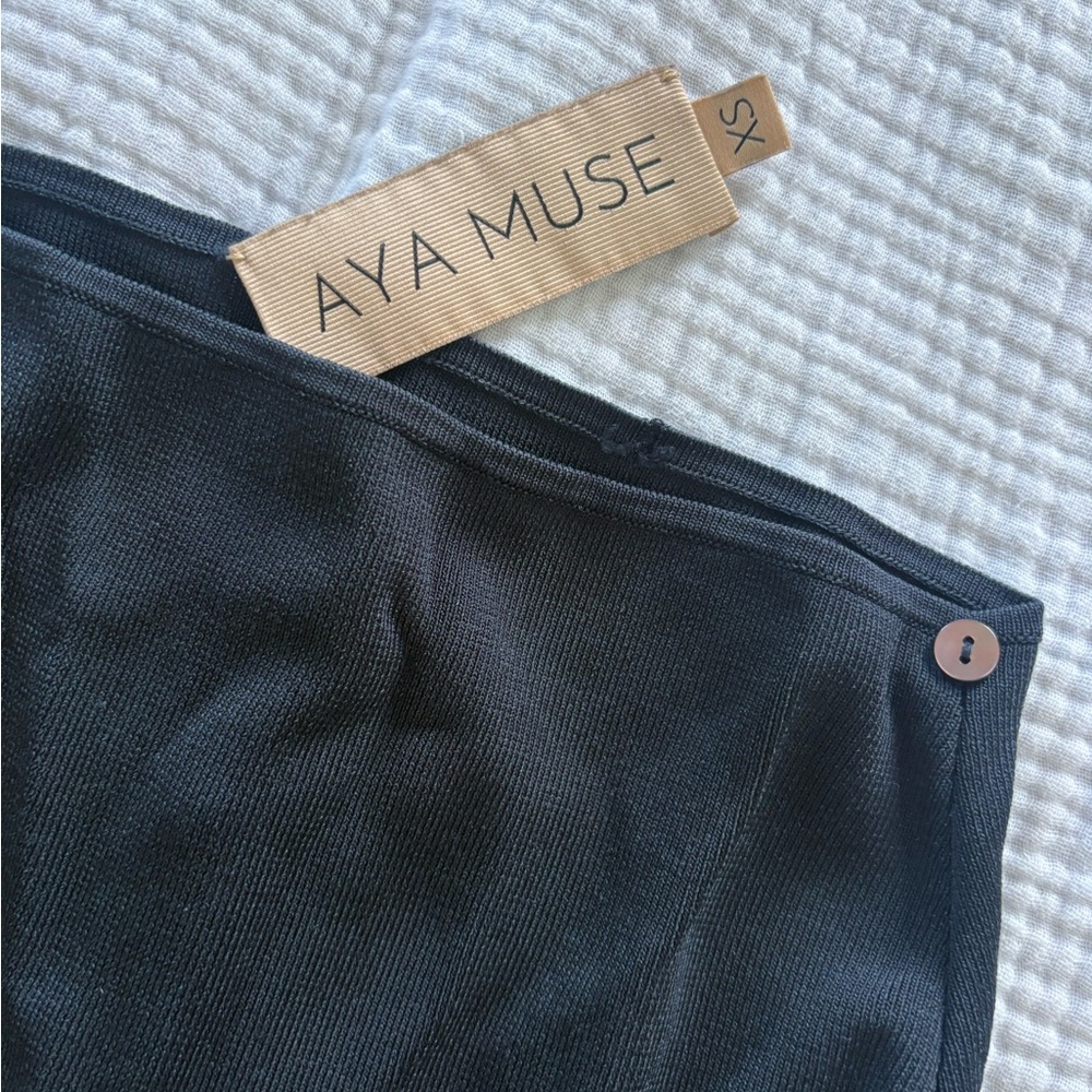 Aya Muse Black Skirt with Subtle Button Detail and side slits